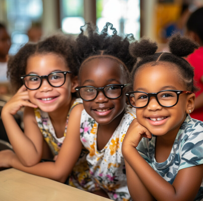 children wearing glasses
