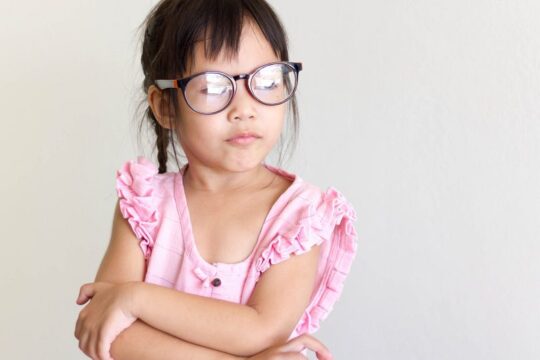 girl wearing glasses