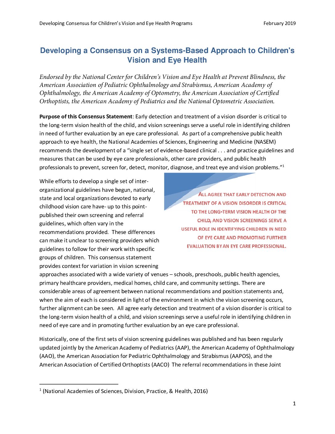Developing Consensus for Children’s Vision and Eye Health Programs